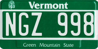 VT license plate NGZ998