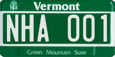 VT license plate NHA001