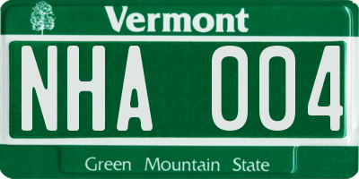 VT license plate NHA004
