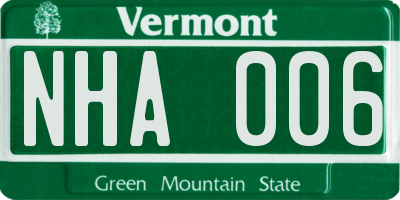 VT license plate NHA006