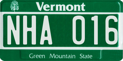 VT license plate NHA016