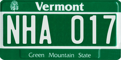 VT license plate NHA017