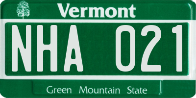 VT license plate NHA021