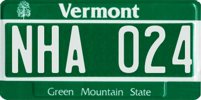 VT license plate NHA024