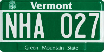 VT license plate NHA027