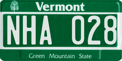 VT license plate NHA028