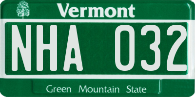 VT license plate NHA032