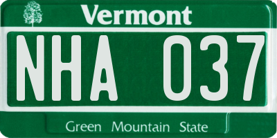 VT license plate NHA037