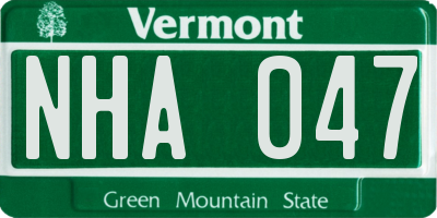 VT license plate NHA047