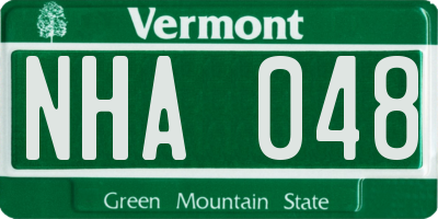 VT license plate NHA048