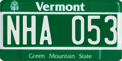 VT license plate NHA053