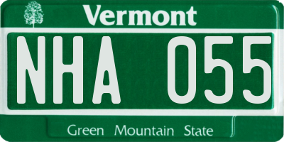 VT license plate NHA055