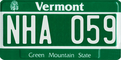 VT license plate NHA059