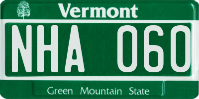 VT license plate NHA060