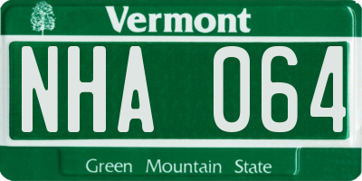 VT license plate NHA064