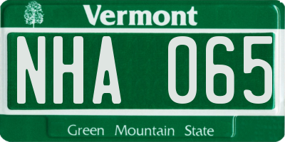 VT license plate NHA065
