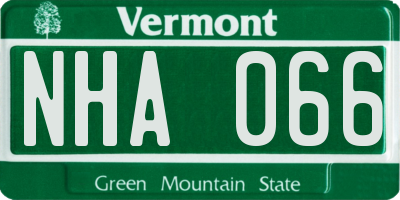 VT license plate NHA066