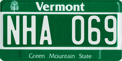 VT license plate NHA069