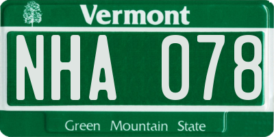 VT license plate NHA078