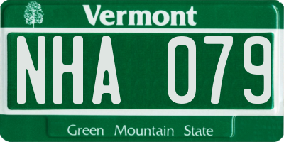 VT license plate NHA079