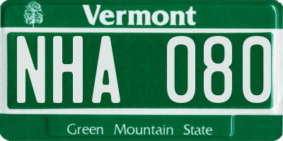 VT license plate NHA080