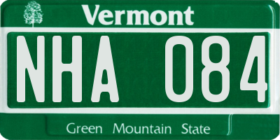VT license plate NHA084
