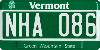 VT license plate NHA086