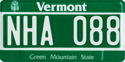 VT license plate NHA088