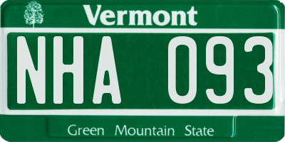 VT license plate NHA093