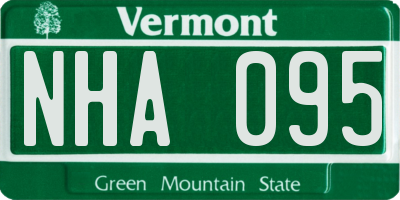 VT license plate NHA095