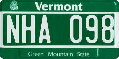 VT license plate NHA098