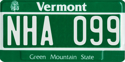 VT license plate NHA099