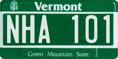VT license plate NHA101