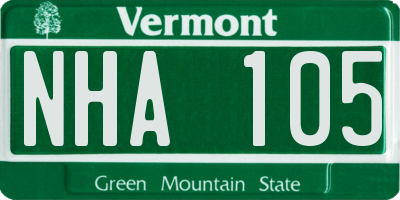VT license plate NHA105