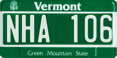 VT license plate NHA106