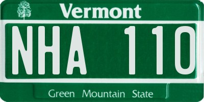 VT license plate NHA110