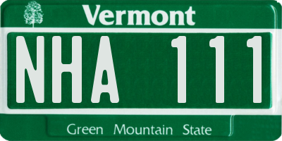 VT license plate NHA111