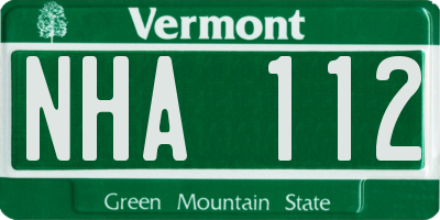 VT license plate NHA112