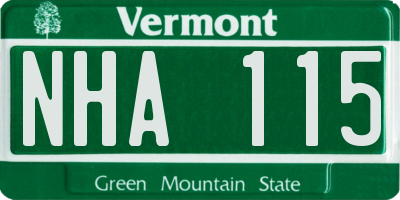 VT license plate NHA115