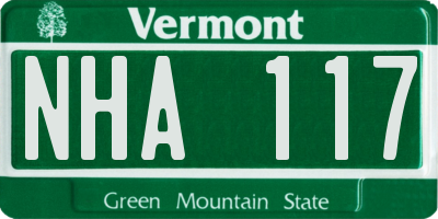 VT license plate NHA117