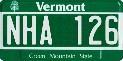VT license plate NHA126