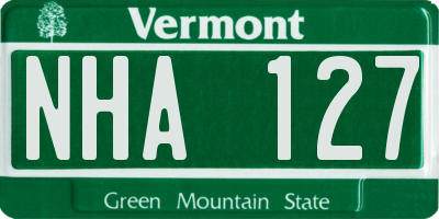 VT license plate NHA127