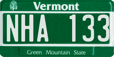 VT license plate NHA133