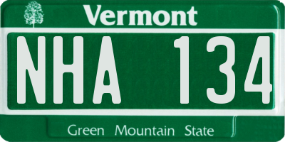 VT license plate NHA134
