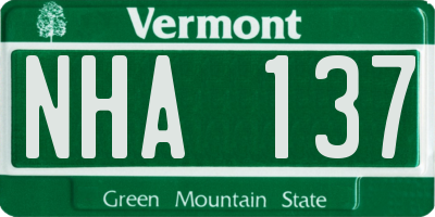 VT license plate NHA137