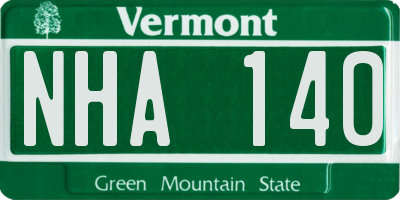 VT license plate NHA140