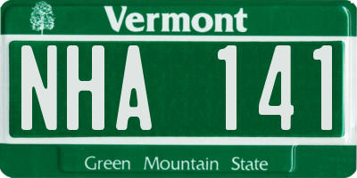 VT license plate NHA141