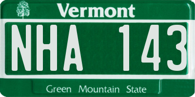 VT license plate NHA143