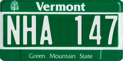 VT license plate NHA147