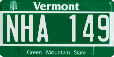 VT license plate NHA149